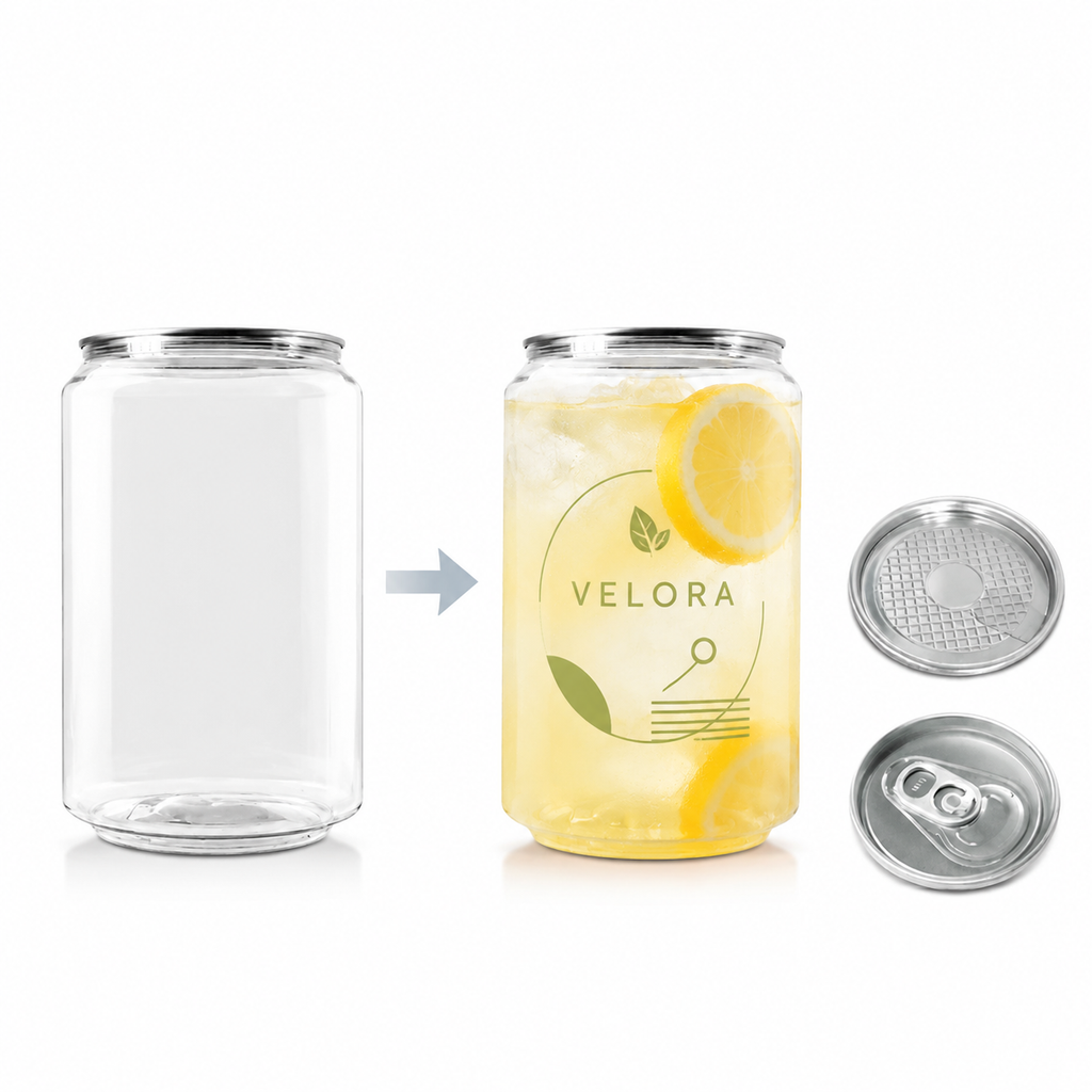 250ml-A PET cans for custom beverage packaging