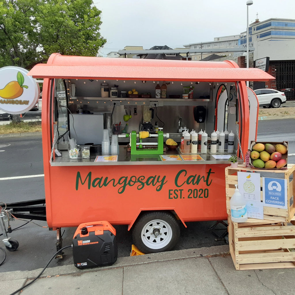 Colorful fruit candy catering cart