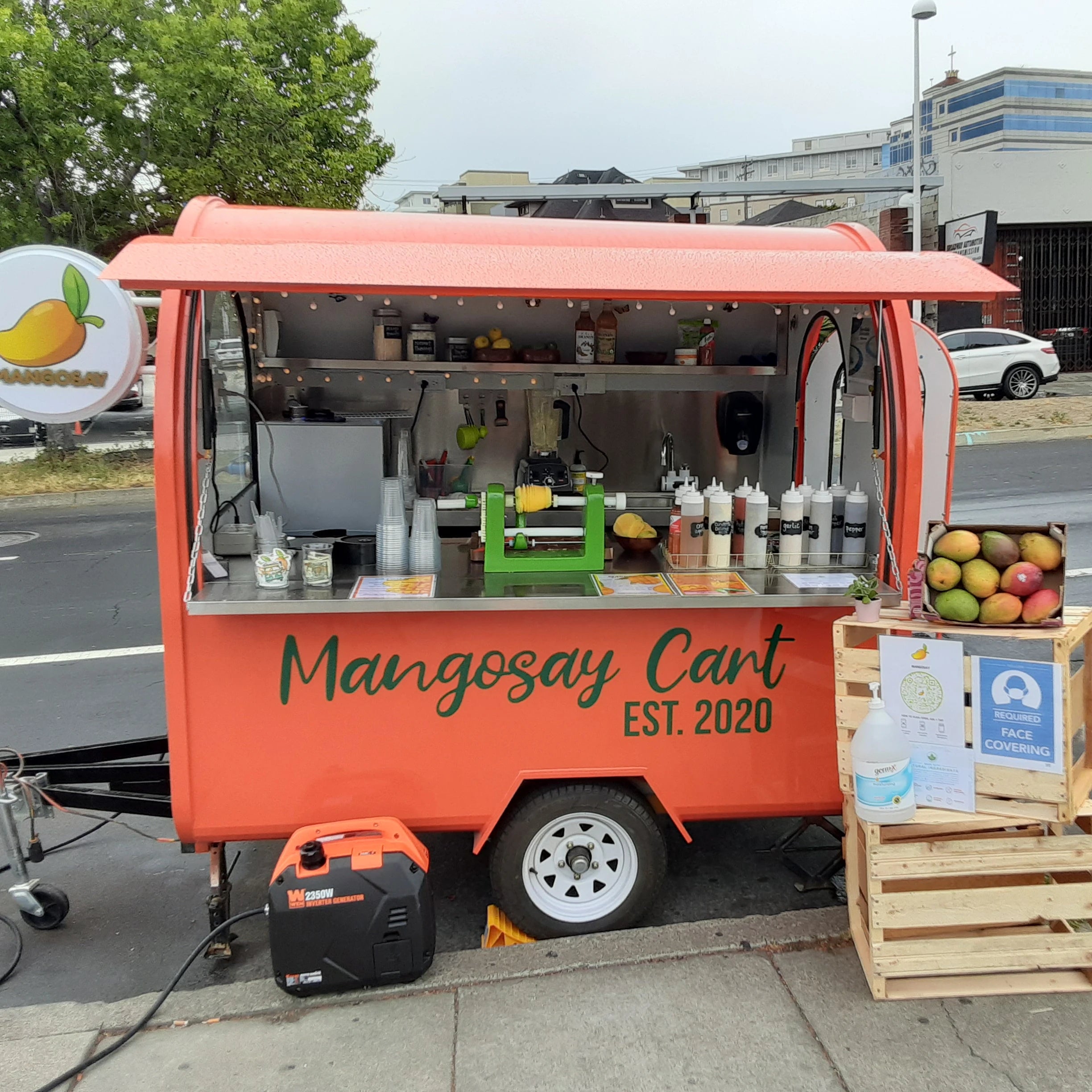 Colorful fruit candy catering cart