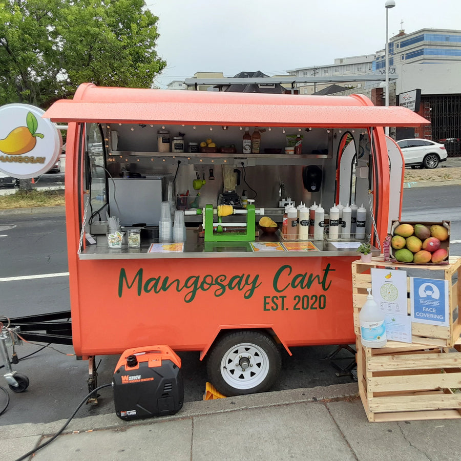 Colorful Fruit and Candy Catering Cart
