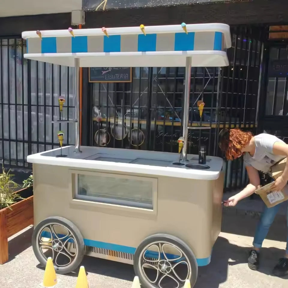 Hand push popsicle ice cream vending cart