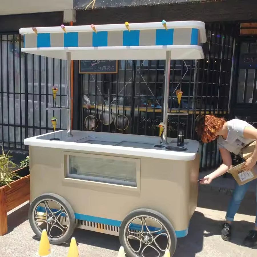Hand Push Popsicle Ice Cream Vending Cart