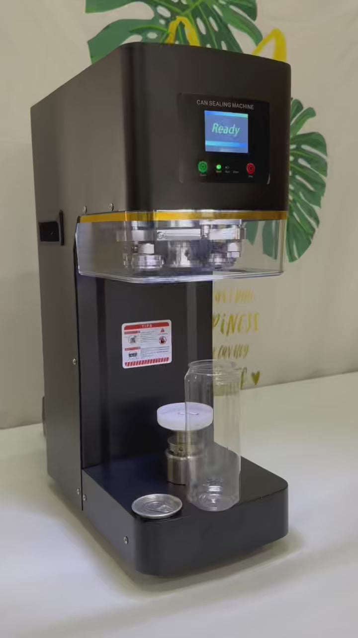 Semi-automatic black can sealing machine operation video