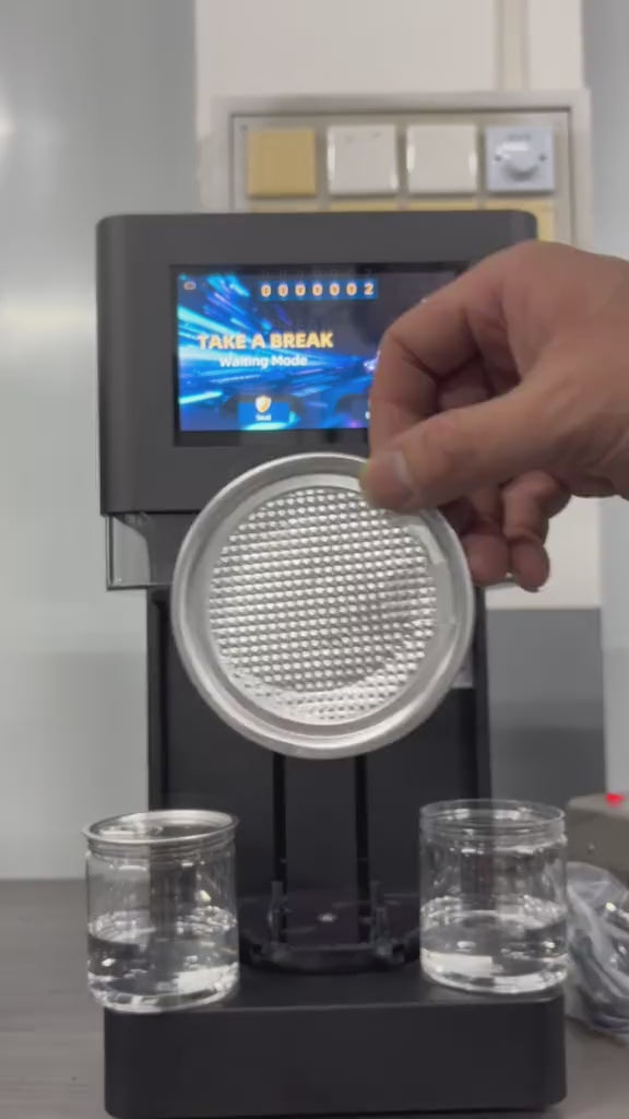 Automatic can sealing machine factory demo video for PET and aluminum cans