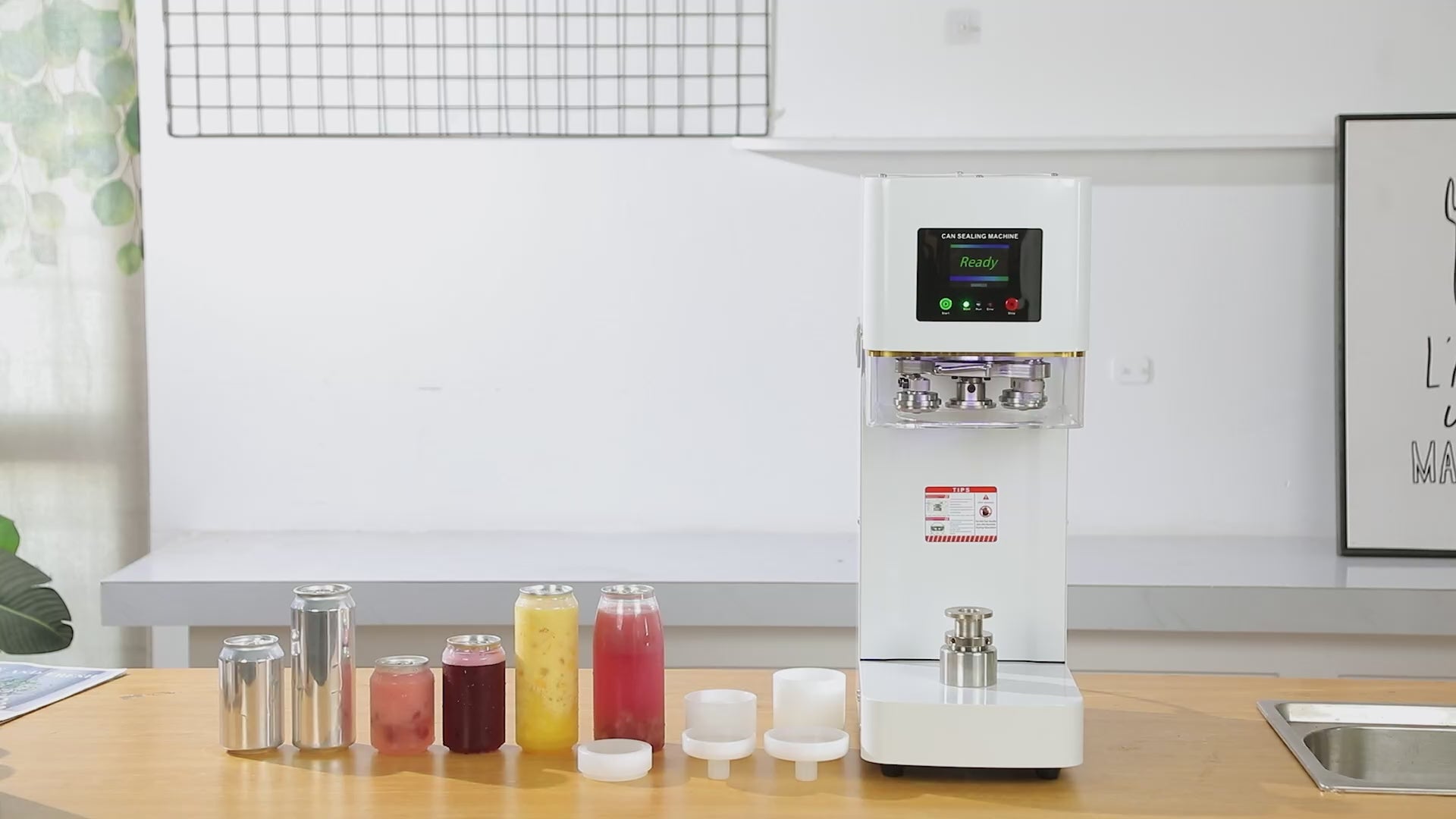 Semi-automatic can sealing machine setup and sealing demo video